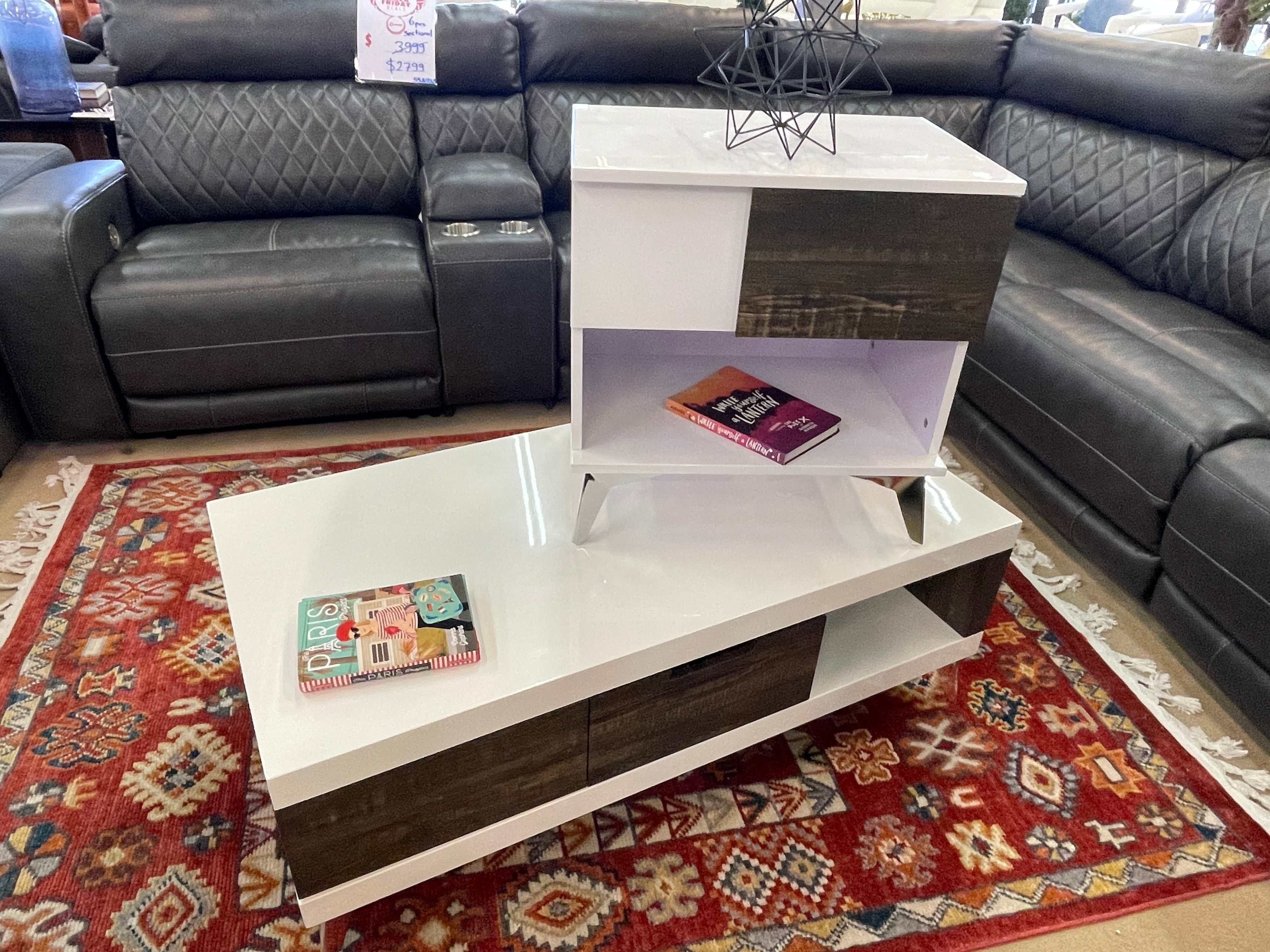 Corinne White & Dark Oak End Table