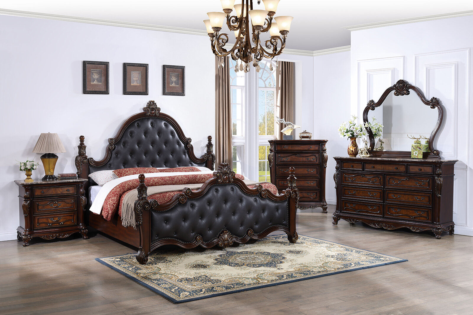 Cremona Dark Cherry Queen Leatherette Bed