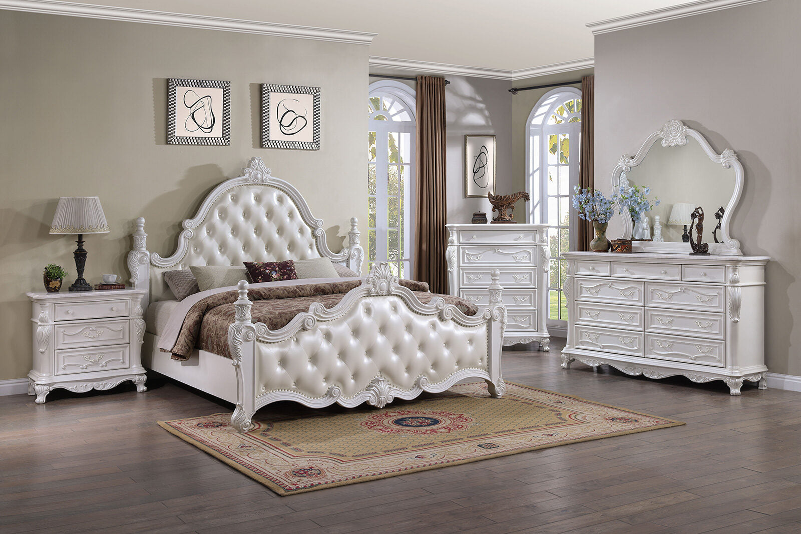 Cremona White E.King Leatherette Bed