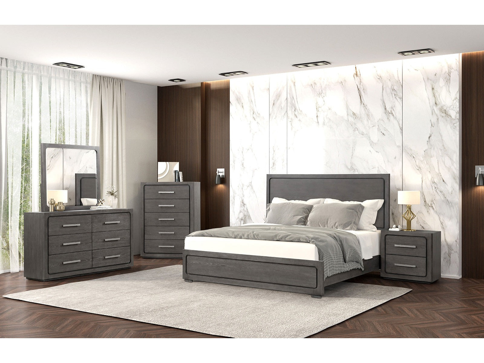 Crowthorne Warm Gray Queen 5 Piece Bedroom Set w/Chest