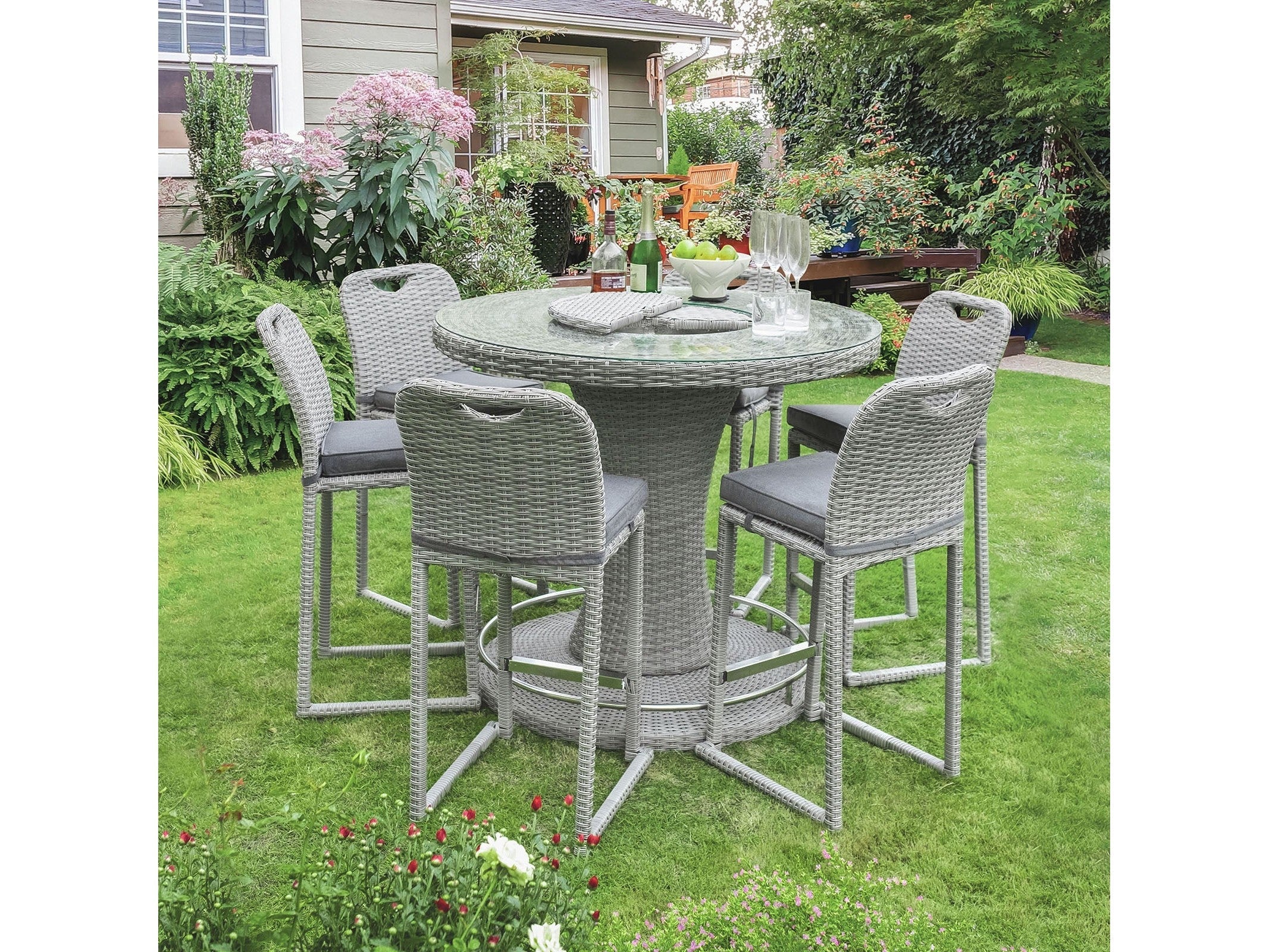 Cyprus Gray Outdoor 7-Piece Bar Table Set