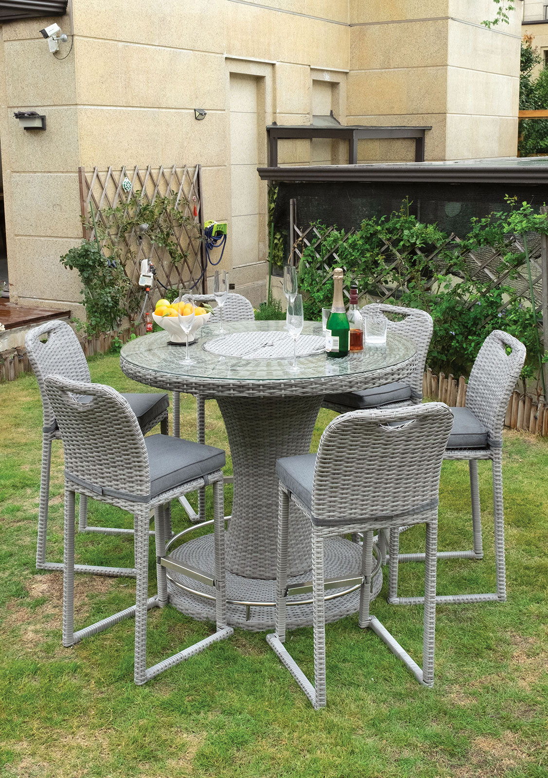 Cyprus Gray Outdoor 7-Piece Bar Table Set