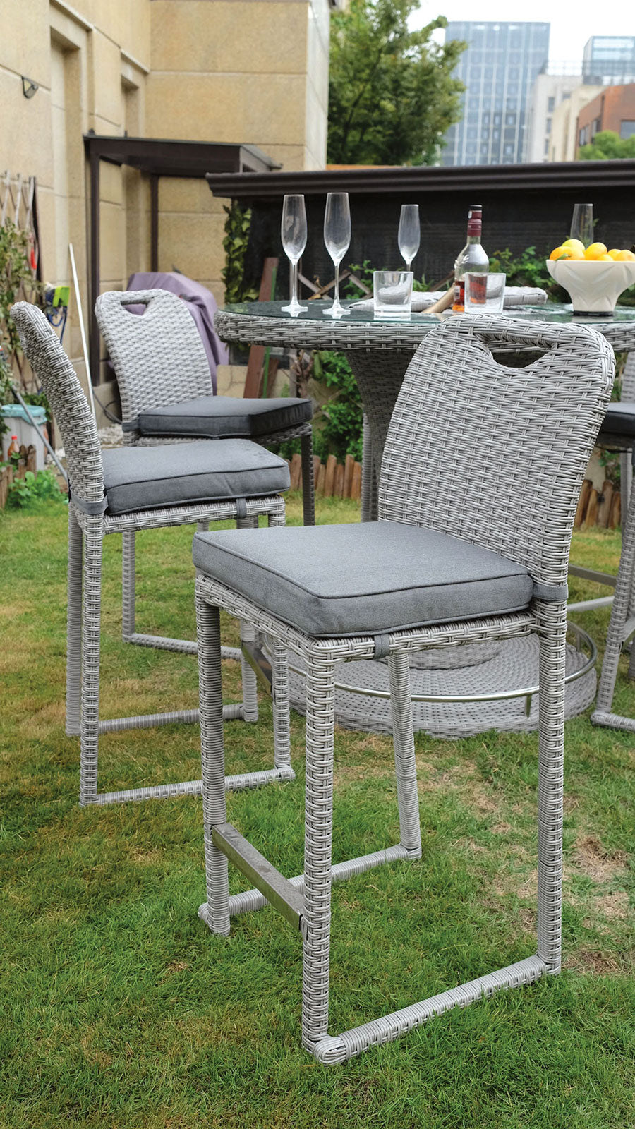 Cyprus Gray Outdoor 7-Piece Bar Table Set
