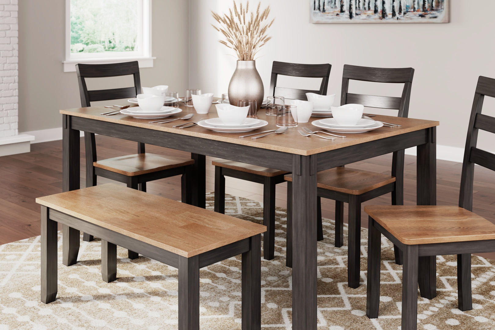 Gesthaven Counter Height Dining Table and 2 Barstools