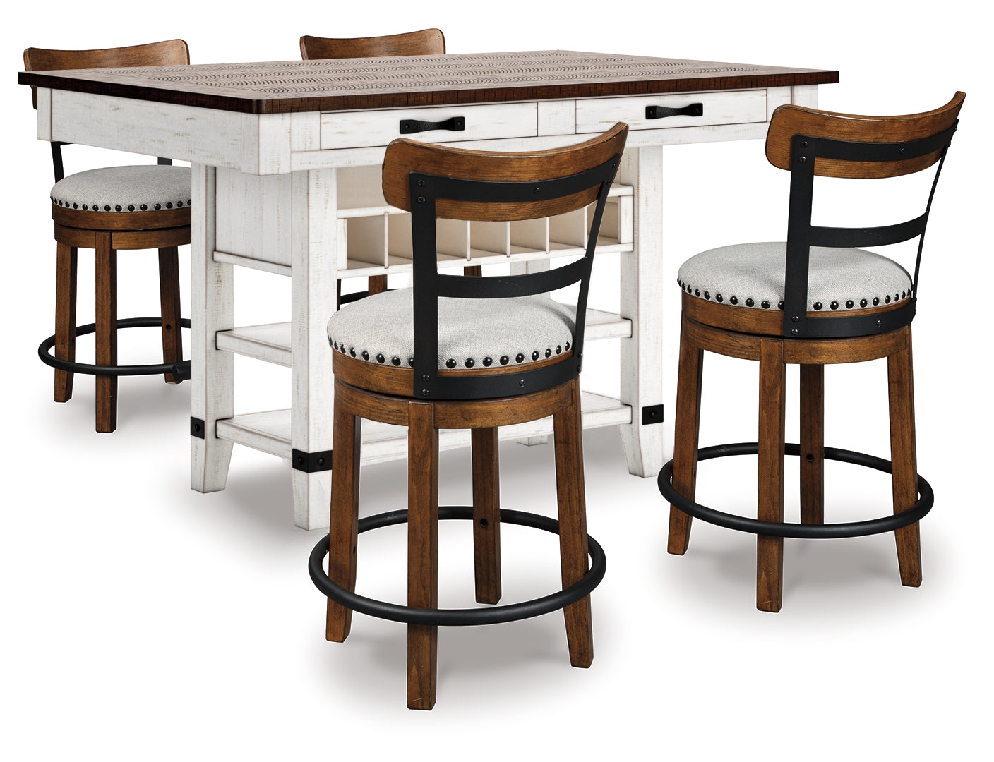 Valebeck Counter Height Dining Table and 4 Barstools