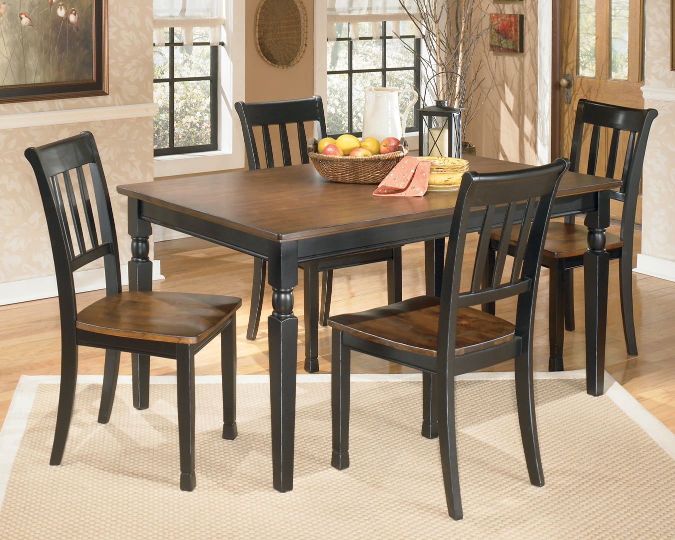 Owingsville Dining Table and 4 Chairs and Bench