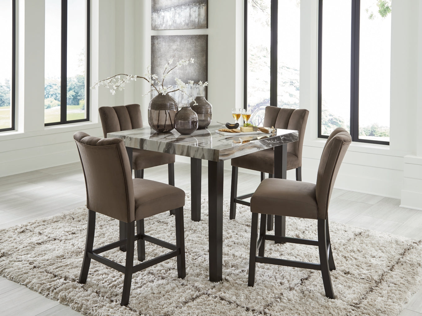 Jeshina Counter Height Table with 4 Stools