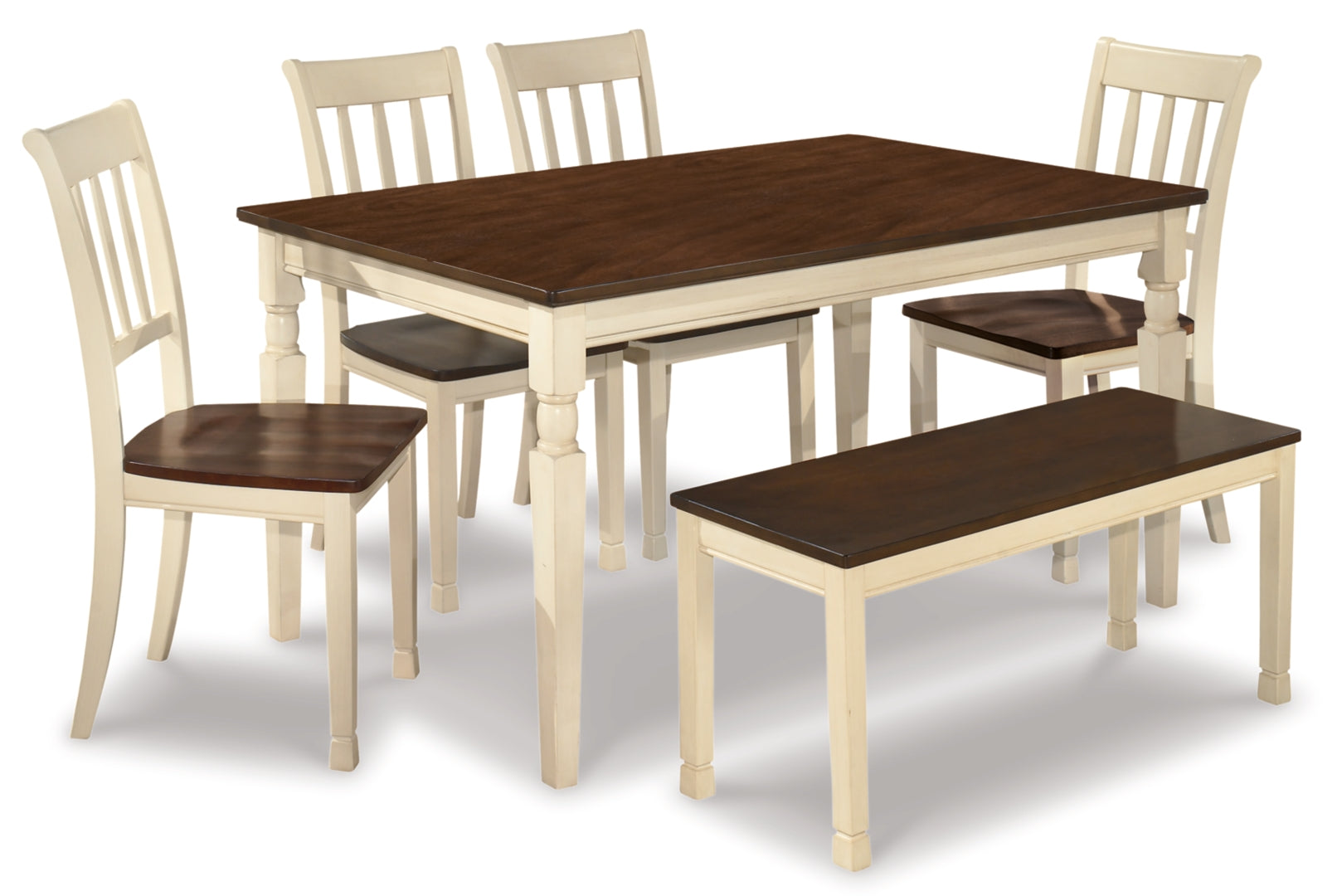 Whitesburg Dining Table and 4 Chairs and Bench with Storage