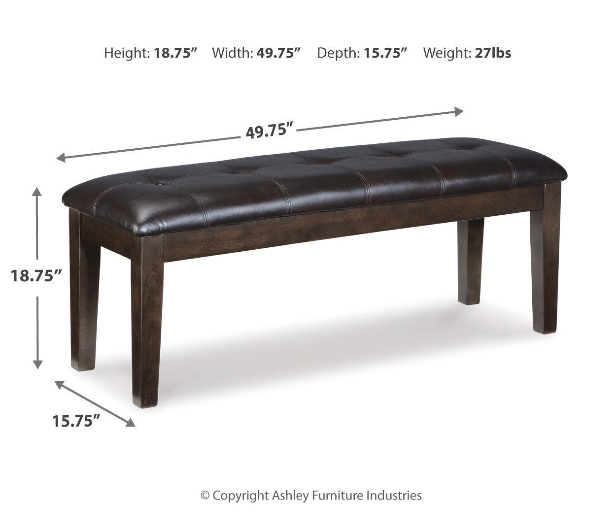 Haddigan Large UPH Dining Room Bench