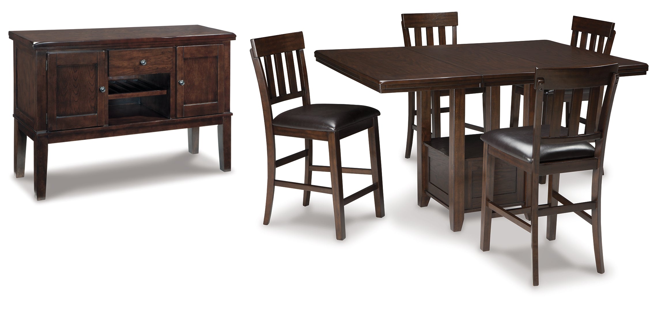 Haddigan Counter Height Dining Table and 4 Barstools