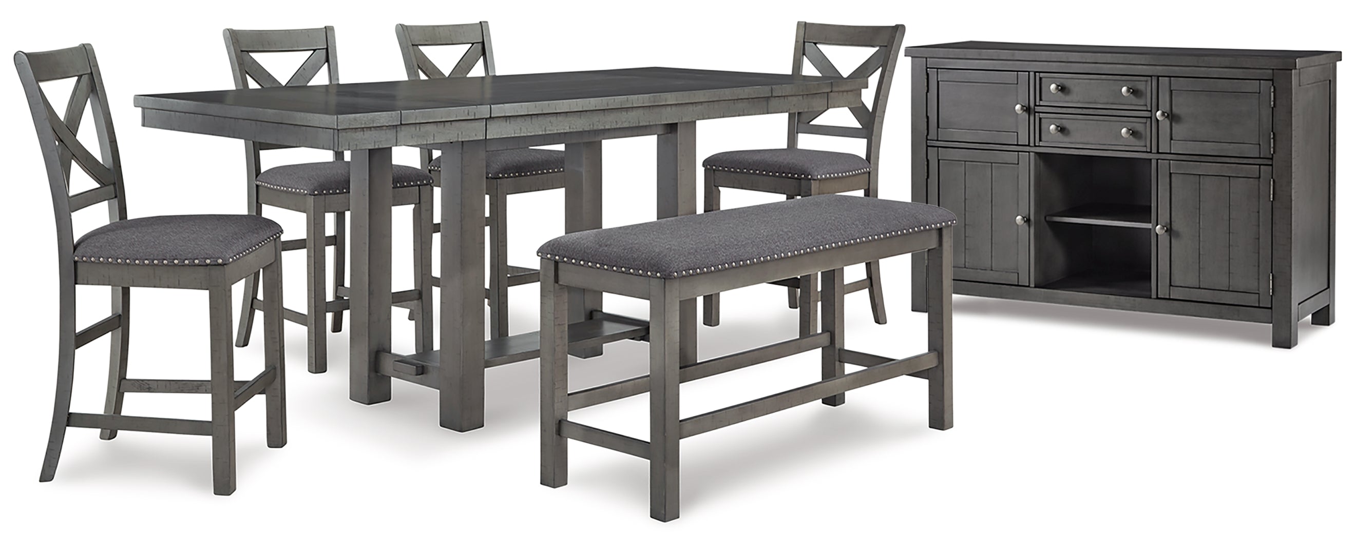 Myshanna Counter Height Dining Table and 6 Barstools with Storage