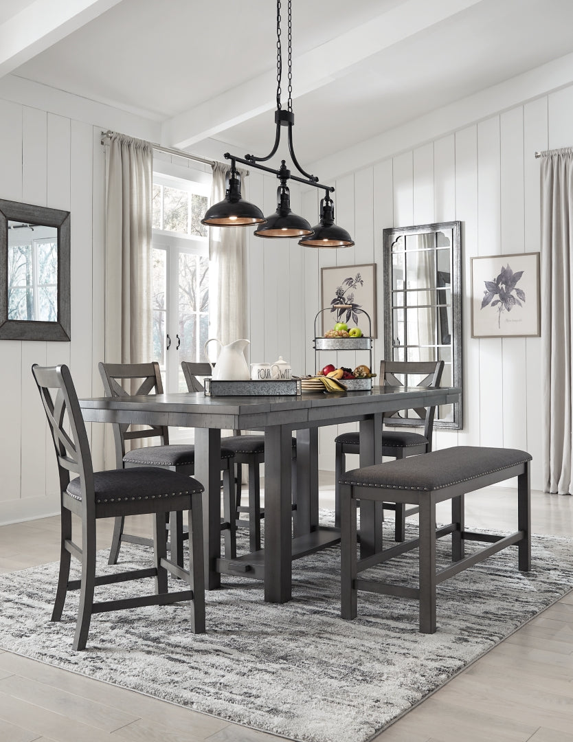 Myshanna Counter Height Dining Table and 6 Barstools with Storage