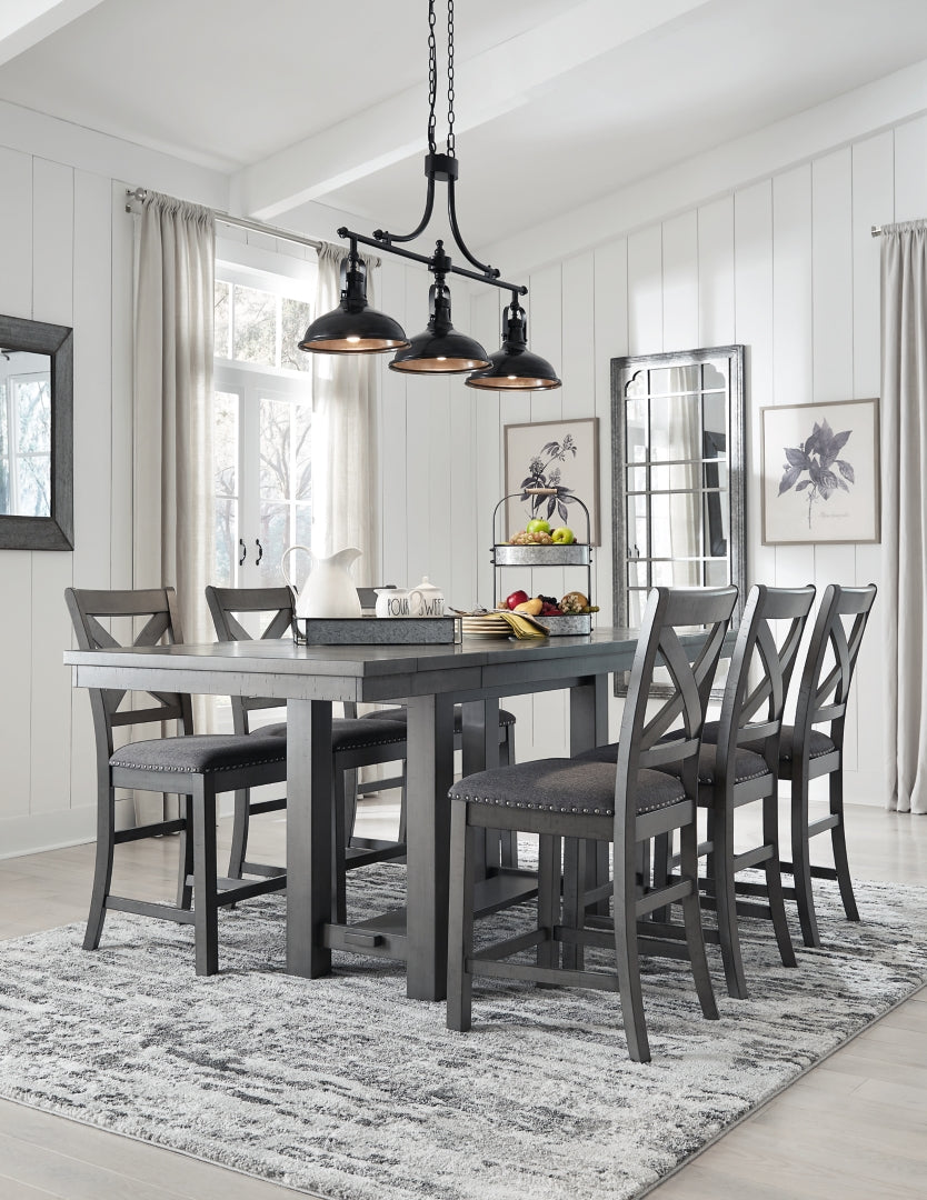 Myshanna Counter Height Dining Table and 6 Barstools with Storage