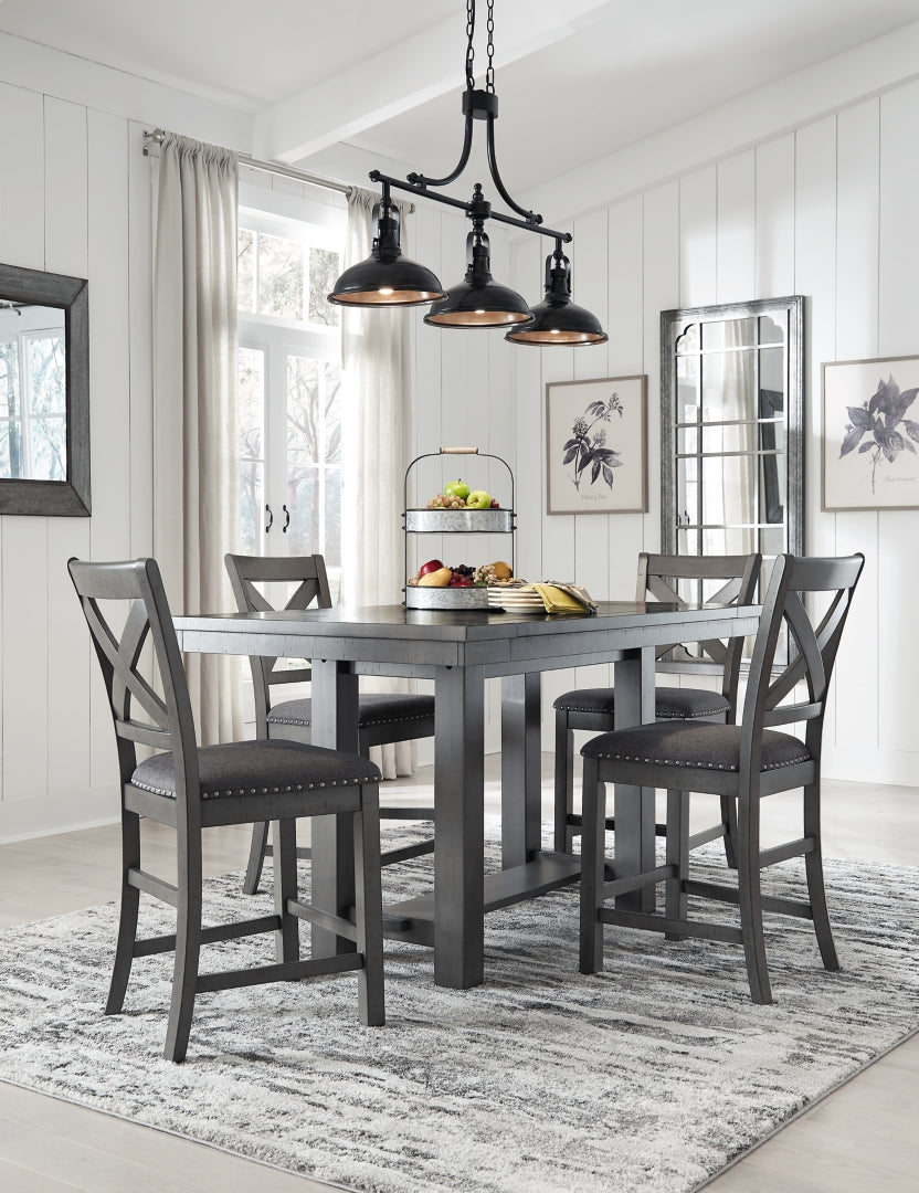 Myshanna Counter Height Dining Table and 6 Barstools with Storage