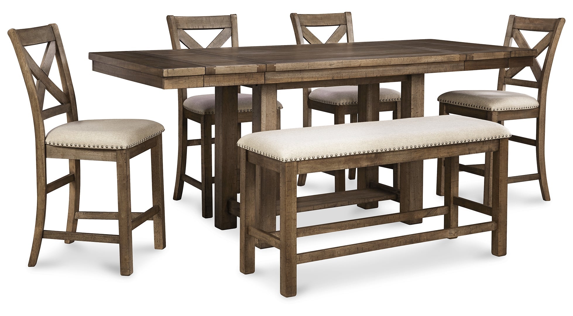 Moriville Counter Height Dining Table and 4 Barstools with Storage