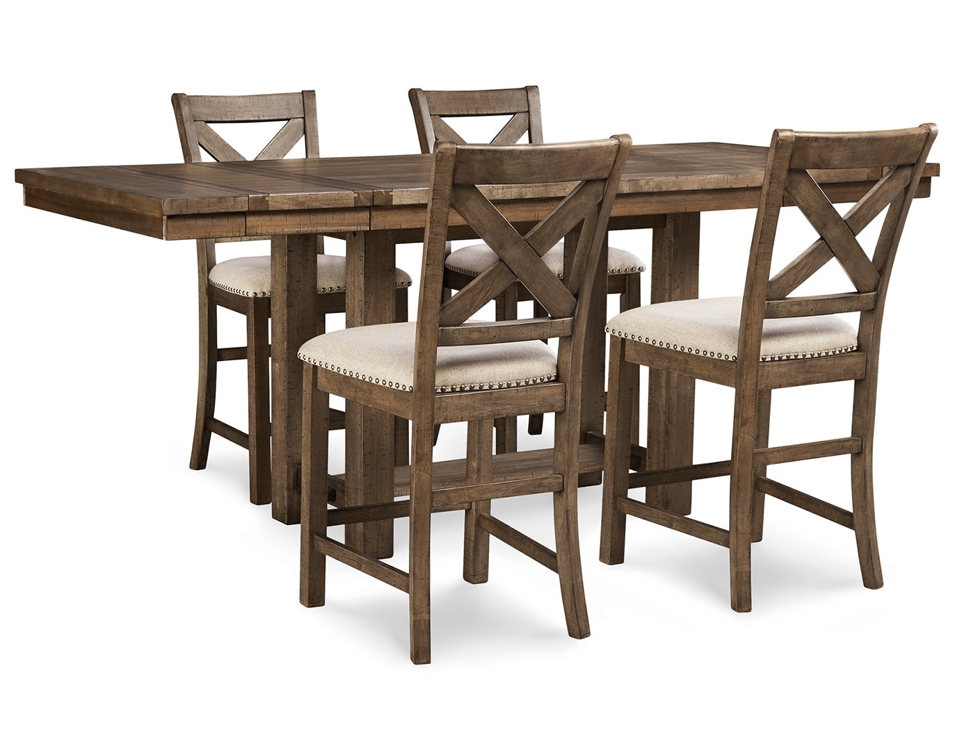 Moriville Counter Height Dining Table and 4 Barstools with Storage