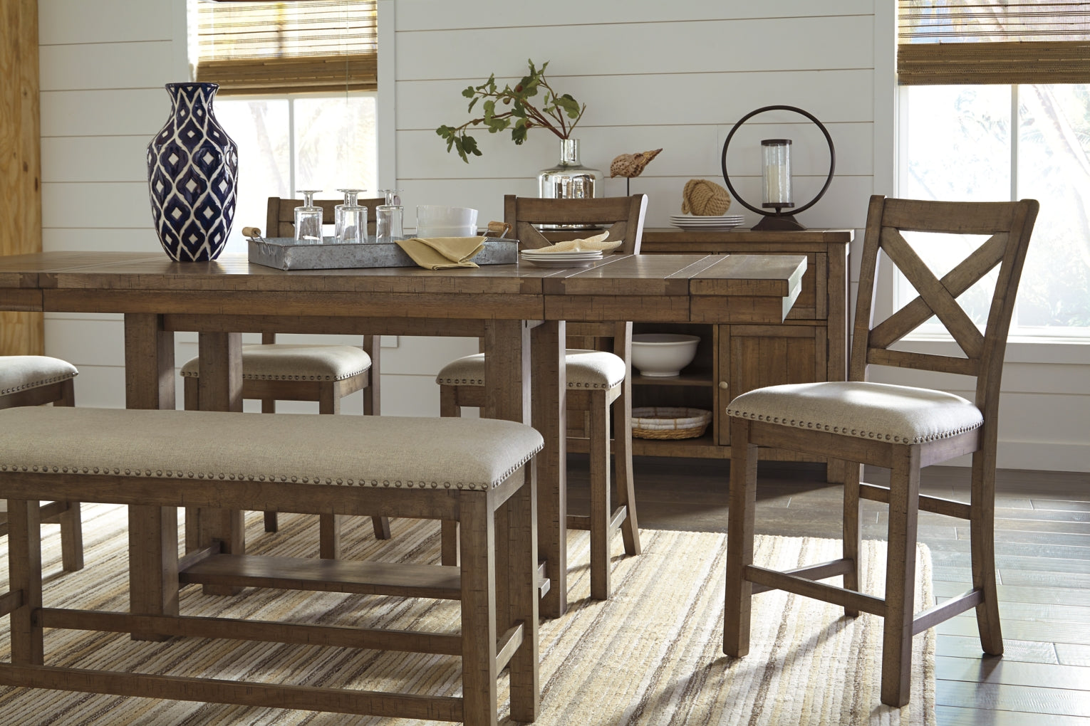 Moriville Double Upholstered Bench