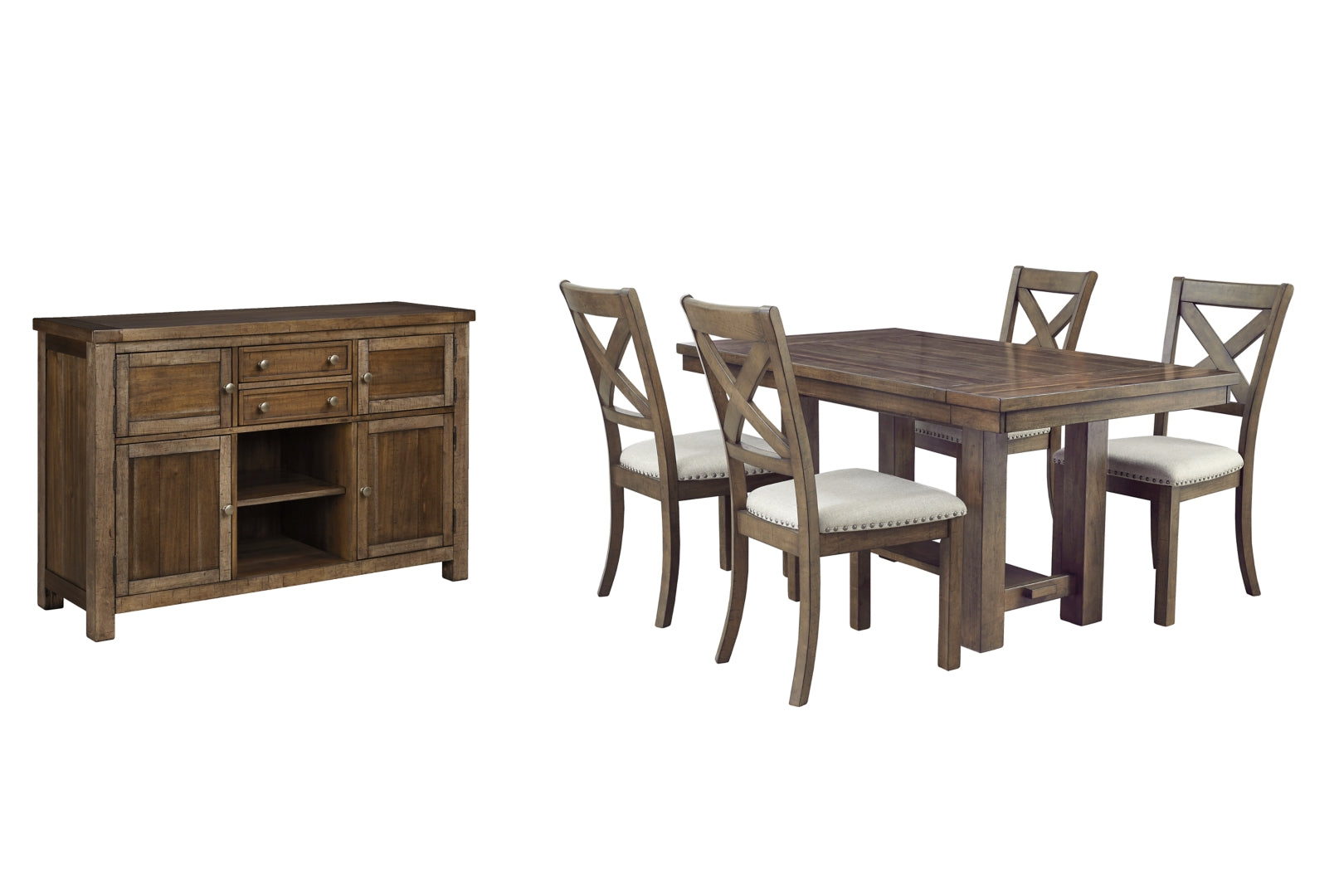 Moriville Counter Height Dining Table and 4 Barstools with Storage