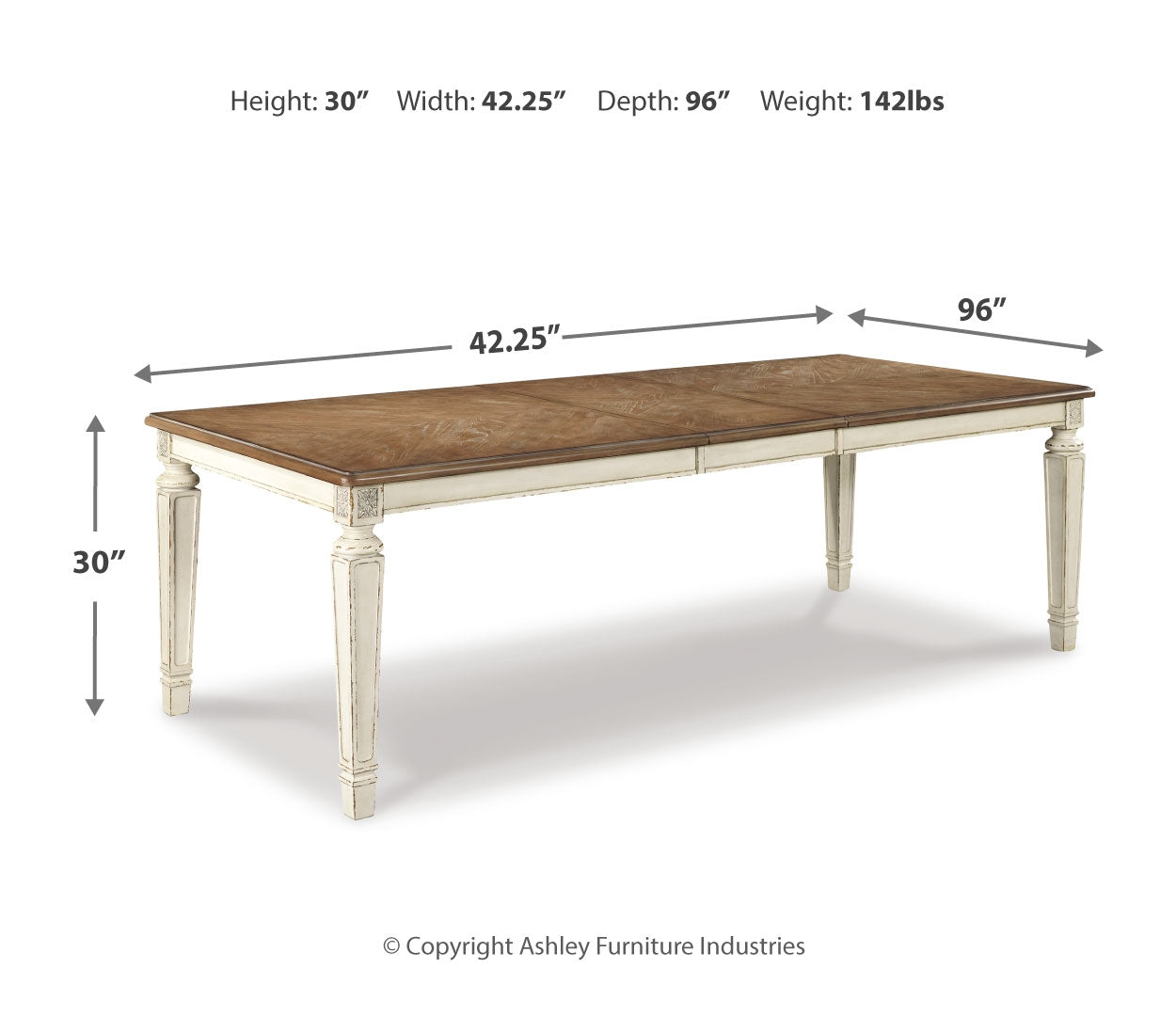 Realyn RECT Dining Room EXT Table