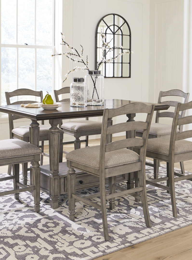 Lodenbay Counter Height Dining Table and 6 Barstools with Storage