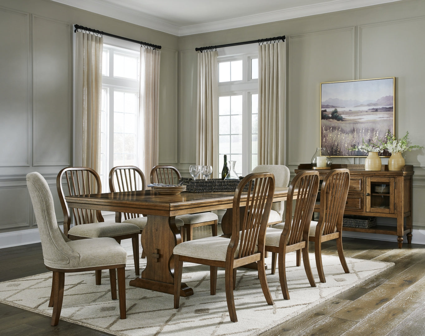 Sturlayne Dining Table and 6 Chairs with Storage