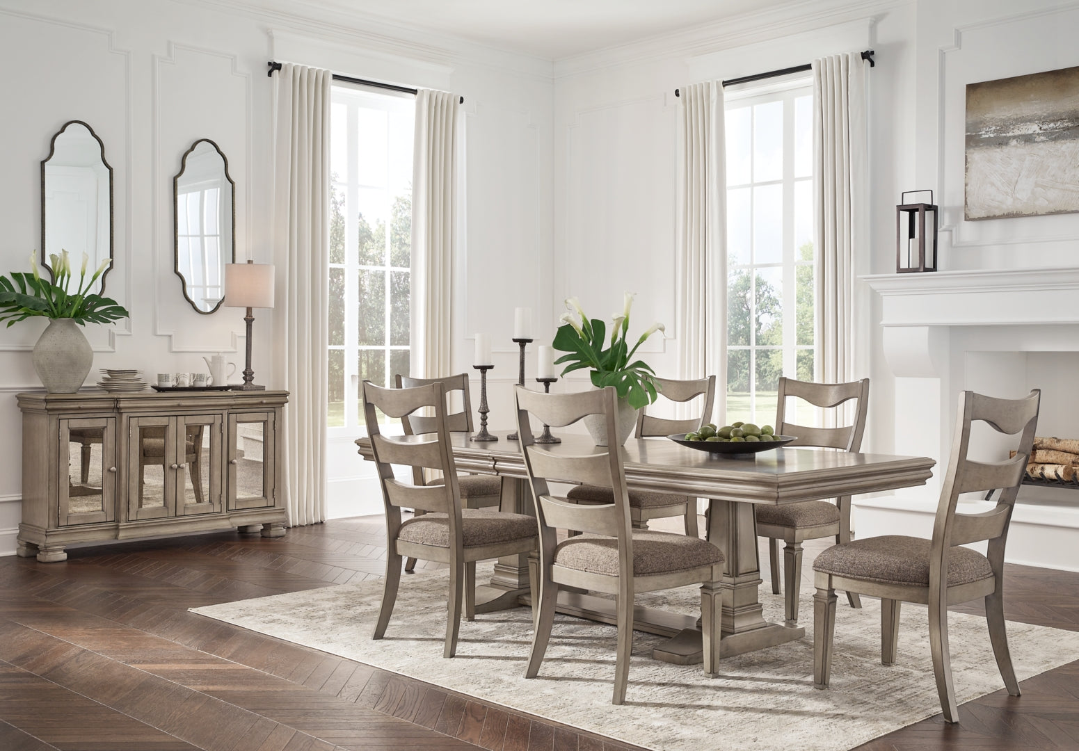 Lexorne Dining Table and 4 Chairs and Bench with Storage