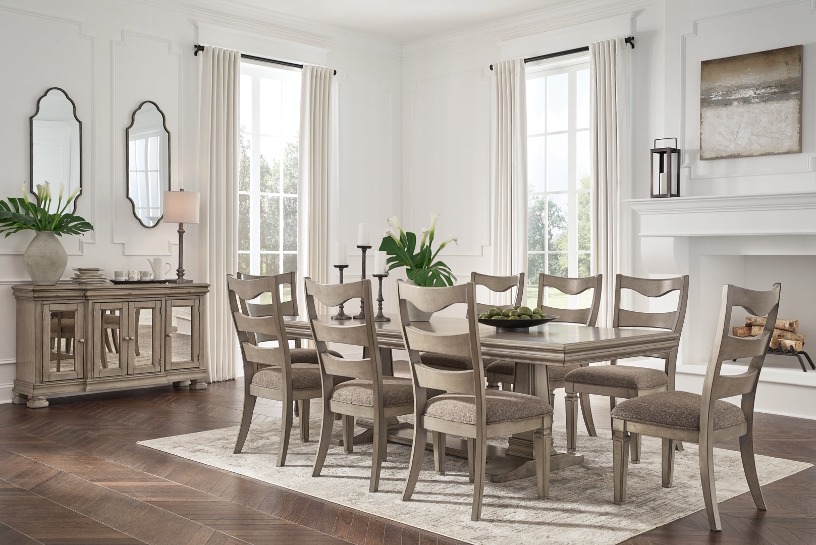 Lexorne Dining Table and 4 Chairs and Bench with Storage