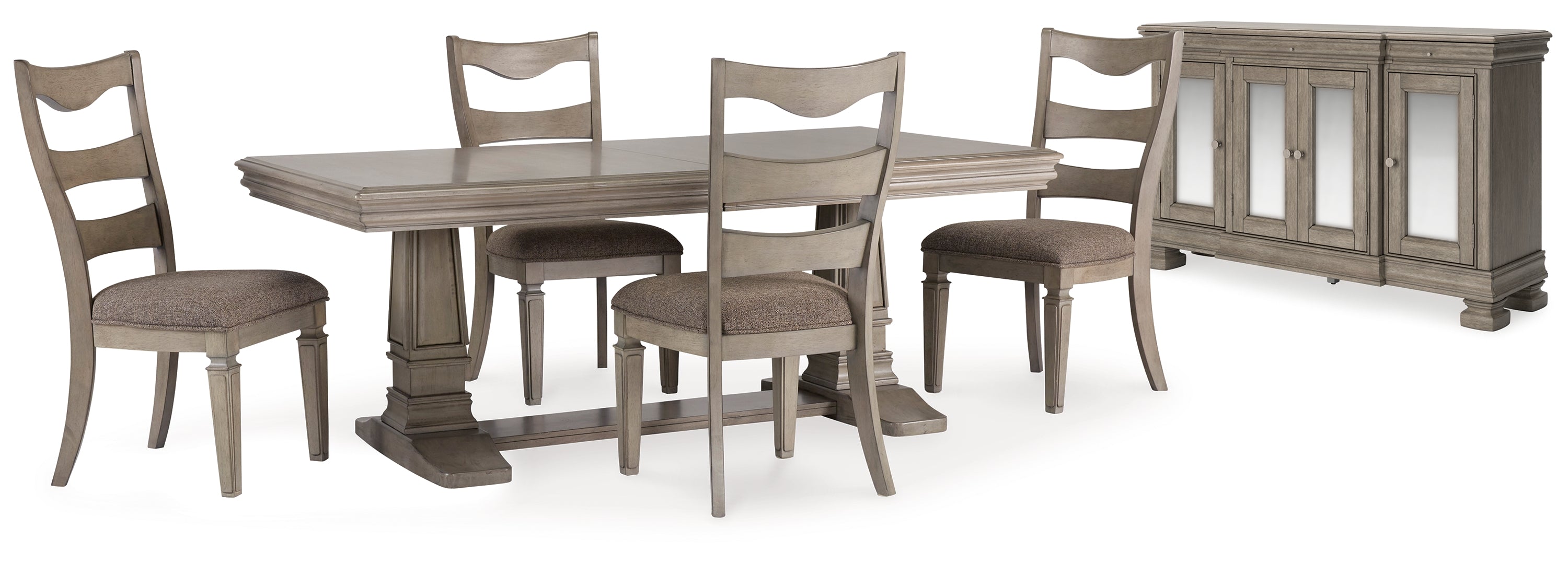 Lexorne Dining Table and 4 Chairs and Bench with Storage