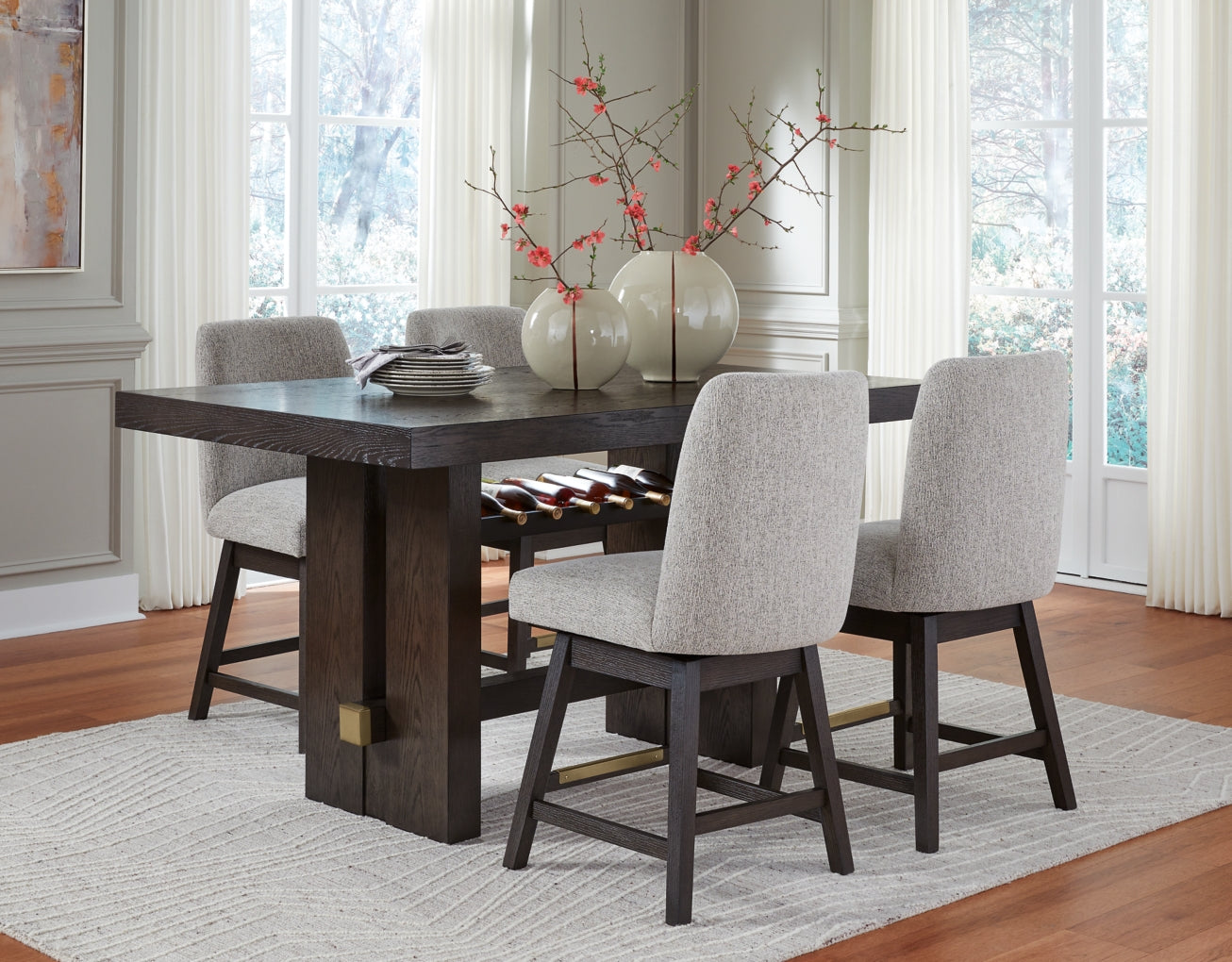 Burkhaus Counter Height Dining Table and Barstools