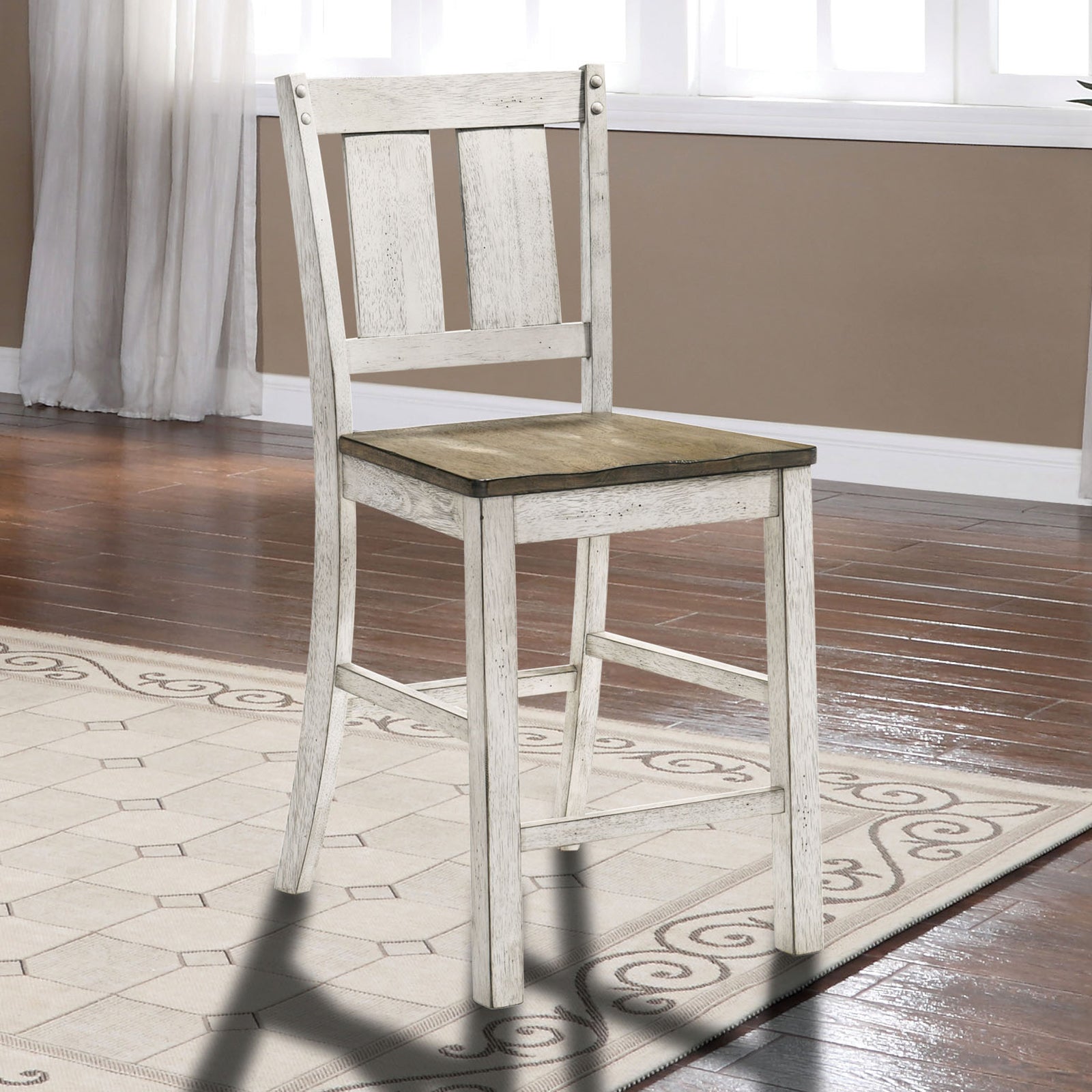 Dakota Antique White/Ash Brown 5 Pc. Round Counter Height Table Set