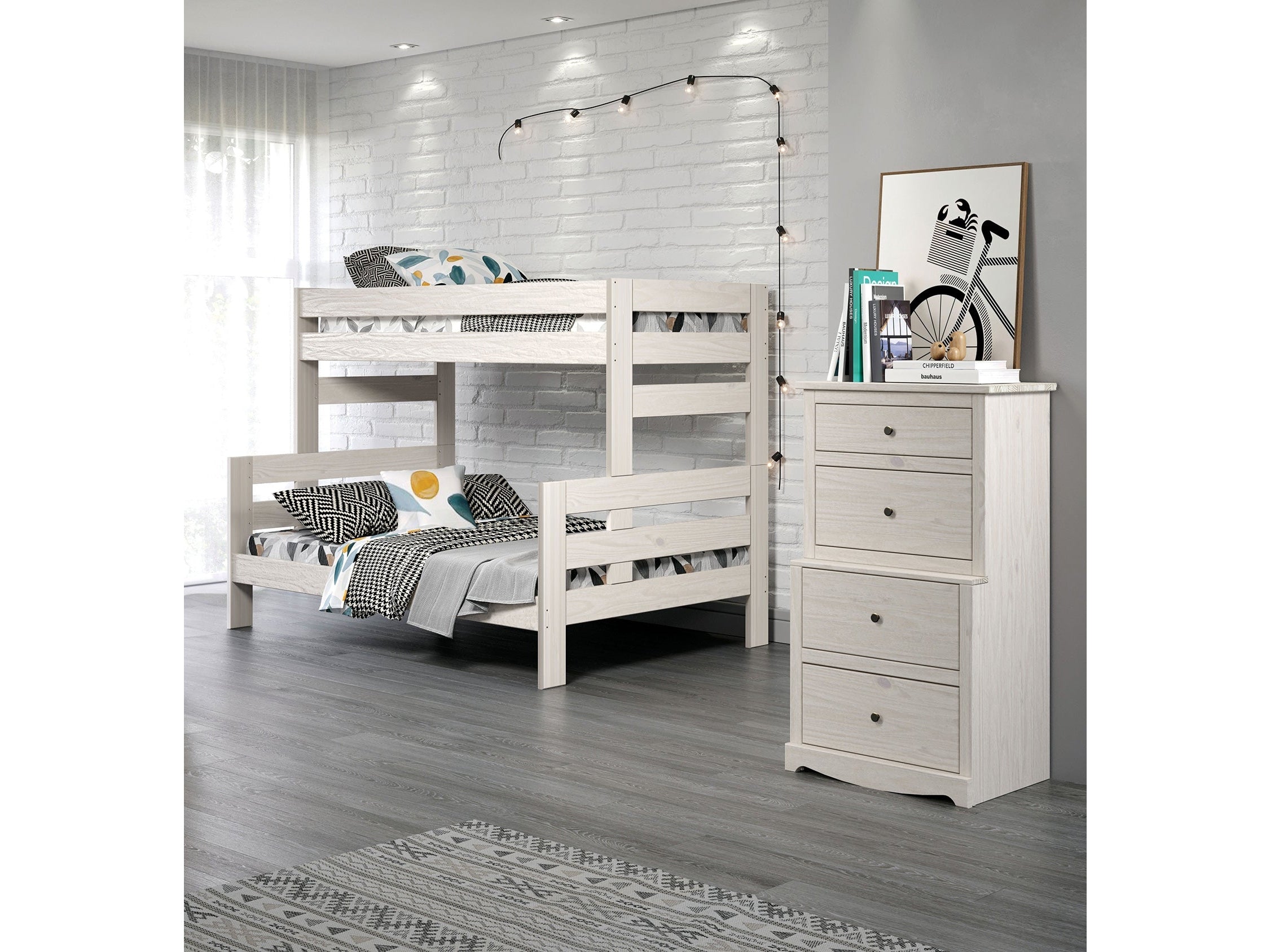 Damaris White Twin/Full Bunk Bed