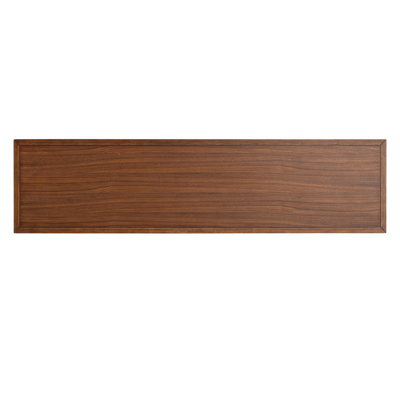 Daventry Walnut/Beige Sofa Table w/ 3 Backless Counter Ht Stools
