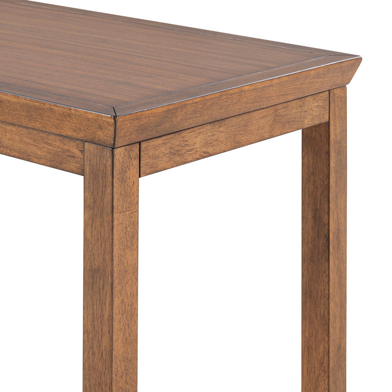 Daventry Walnut/Beige Sofa Table w/ 3 Backless Counter Ht Stools