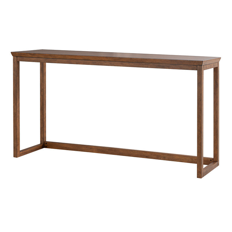 Daventry Walnut/Beige Sofa Table w/ 3 Backless Counter Ht Stools