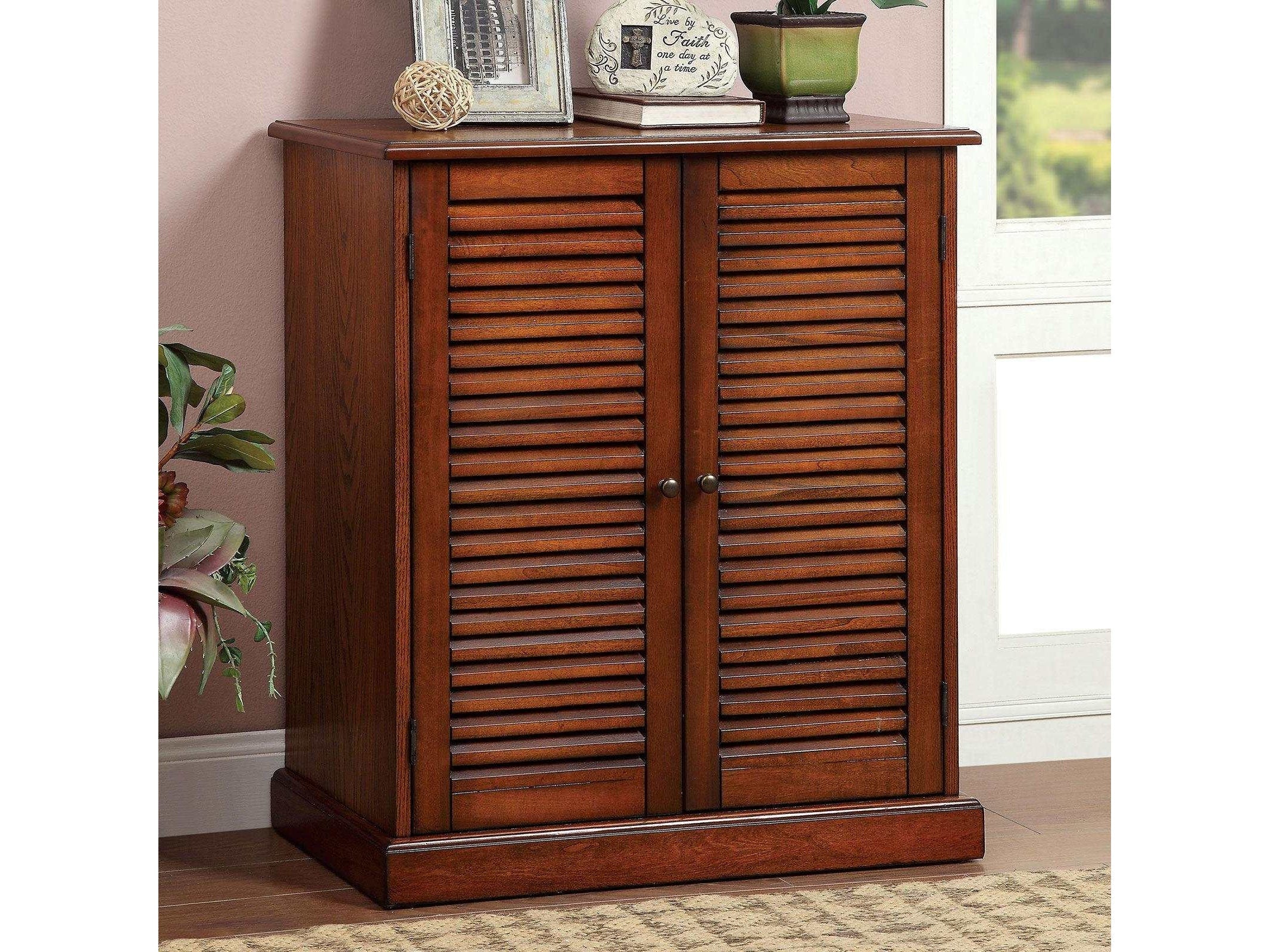 Della Oak Shoe Cabinet w/ 5 Shelves