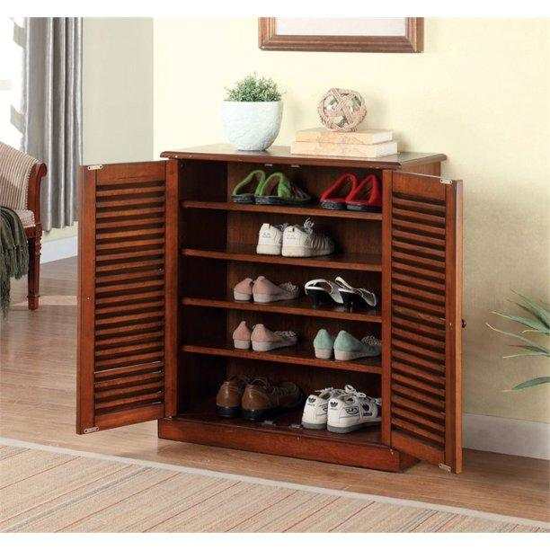 Della Oak Shoe Cabinet w/ 5 Shelves