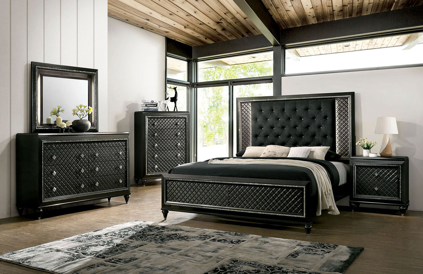 Demetria Metallic Gray California King Bed