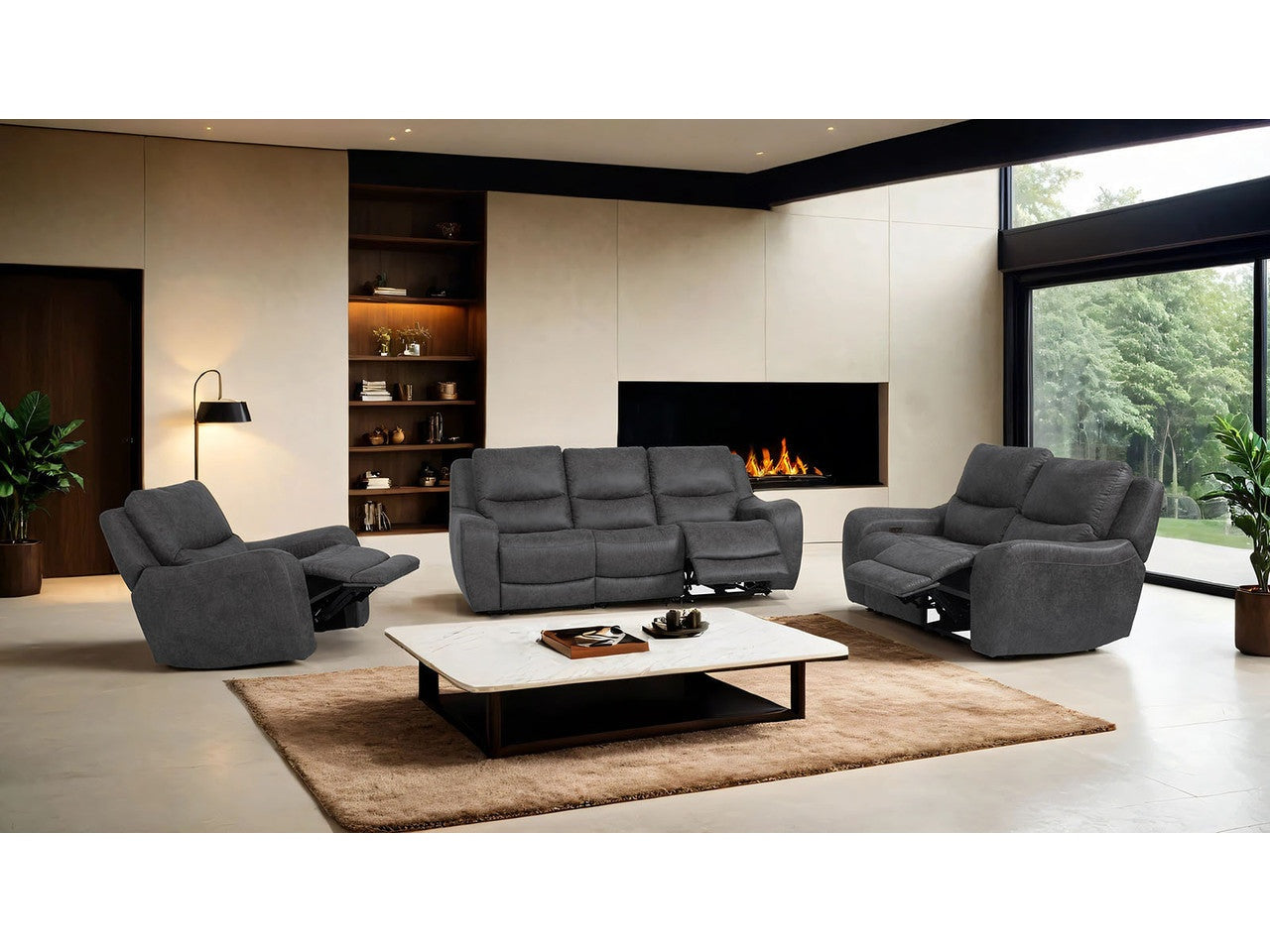 Demetrius Dark Gray Power Sofa & Loveseat