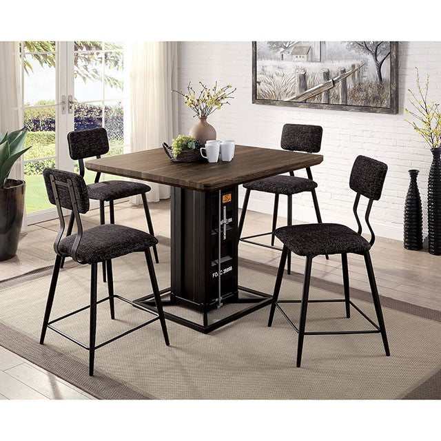 Dicarda Distressed Walnut/Sand Black Counter Height Dining Table