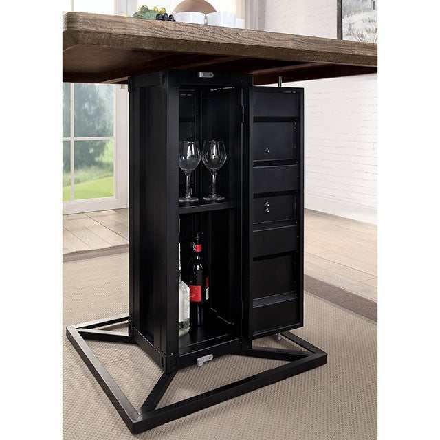 Dicarda Distressed Walnut/Sand Black Counter Height Dining Table