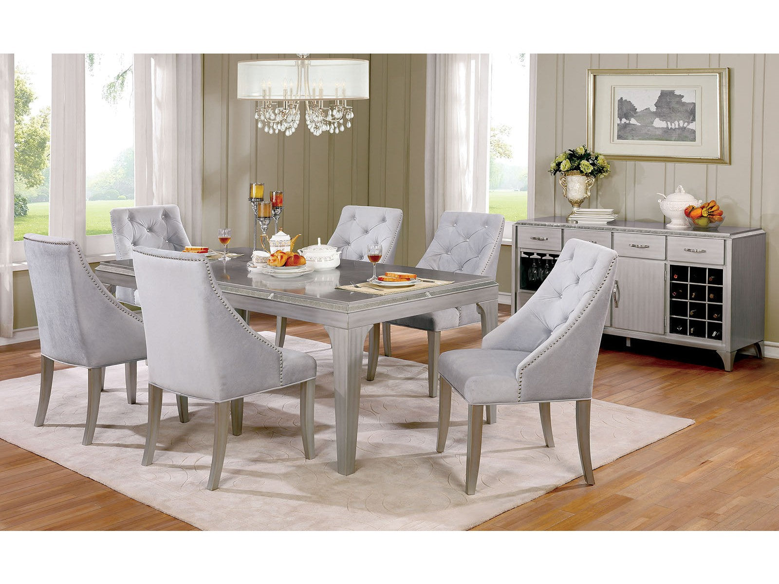Diocles Silver/Gray 7 Pc. Dining Room Set