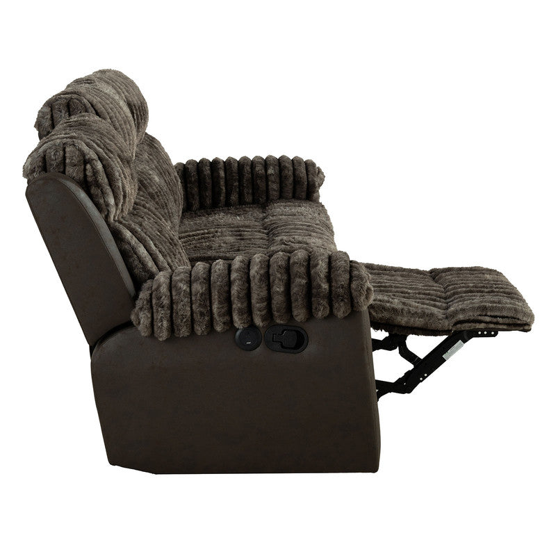 Dionysus Brown Manual Reclining Sofa w/ USB & LED
