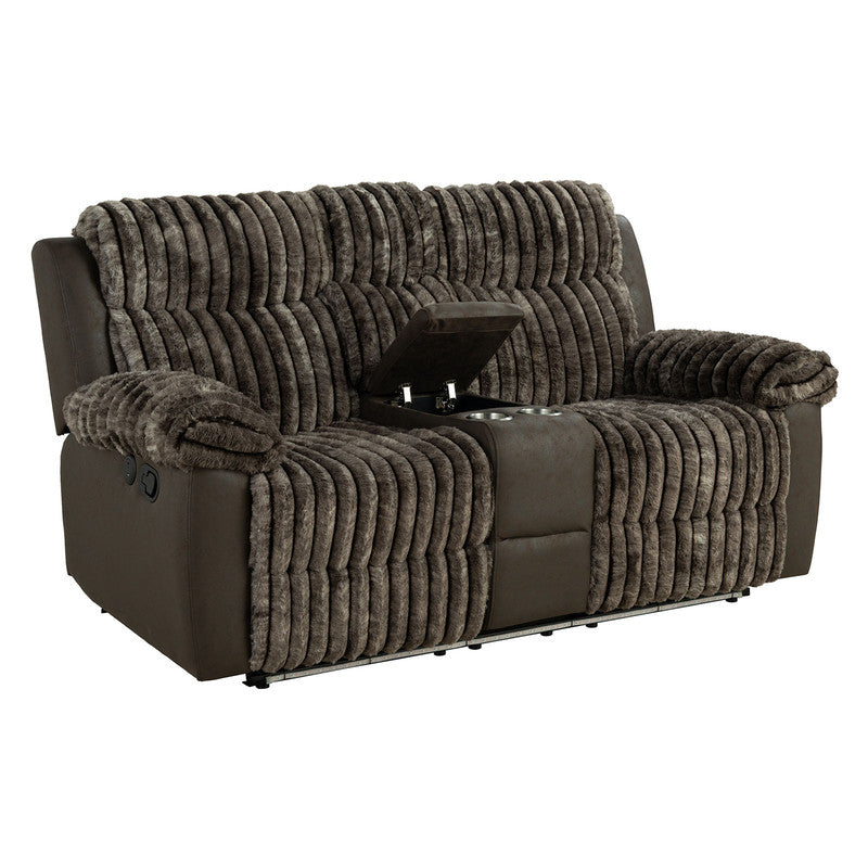 Dionysus Brown Manual Reclining Sofa w/ USB & LED