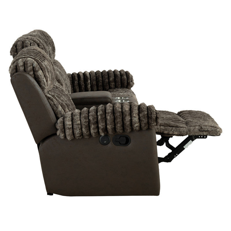 Dionysus Brown Manual Reclining Sofa w/ USB & LED