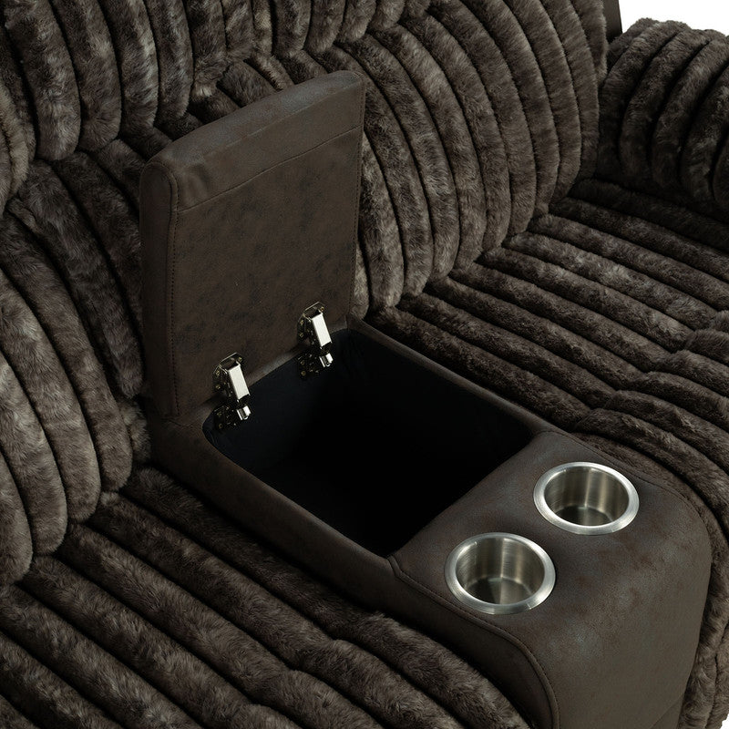 Dionysus Brown Manual Reclining Sofa w/ USB & LED