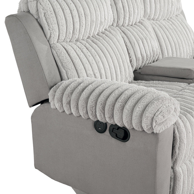 Dionysus Gray Manual Reclining Sofa w/ USB & LED