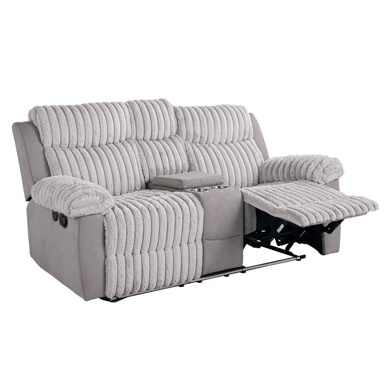 Dionysus Gray Manual Reclining Sofa w/ USB & LED