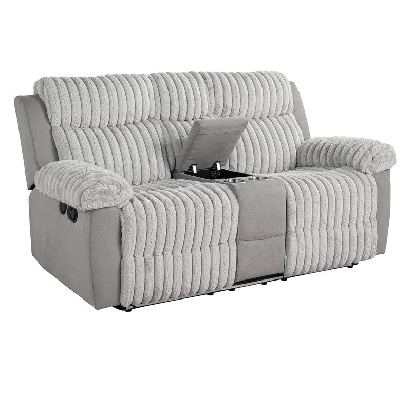 Dionysus Gray Manual Reclining Sofa w/ USB & LED
