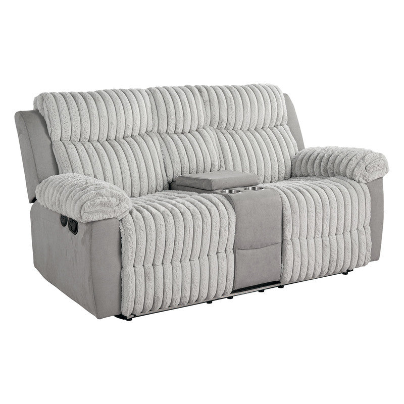Dionysus Gray Manual Reclining Sofa w/ USB & LED