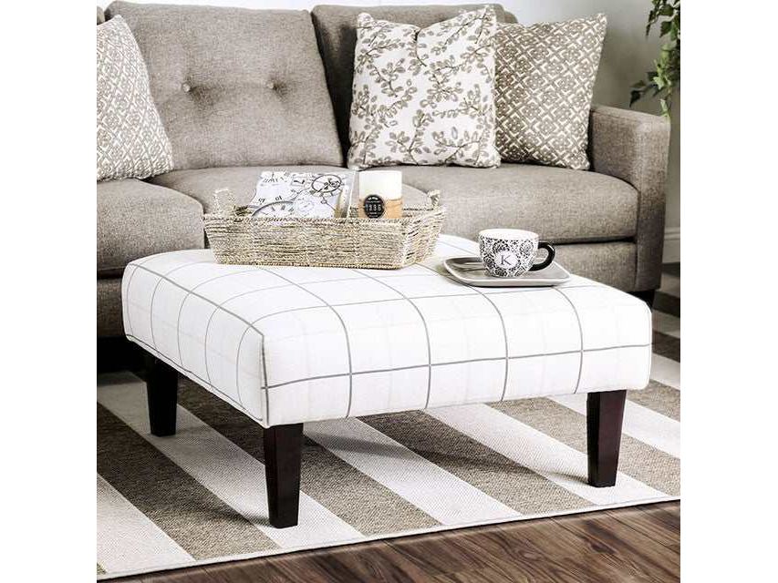 Dorset Ivory/Pattern Ottoman